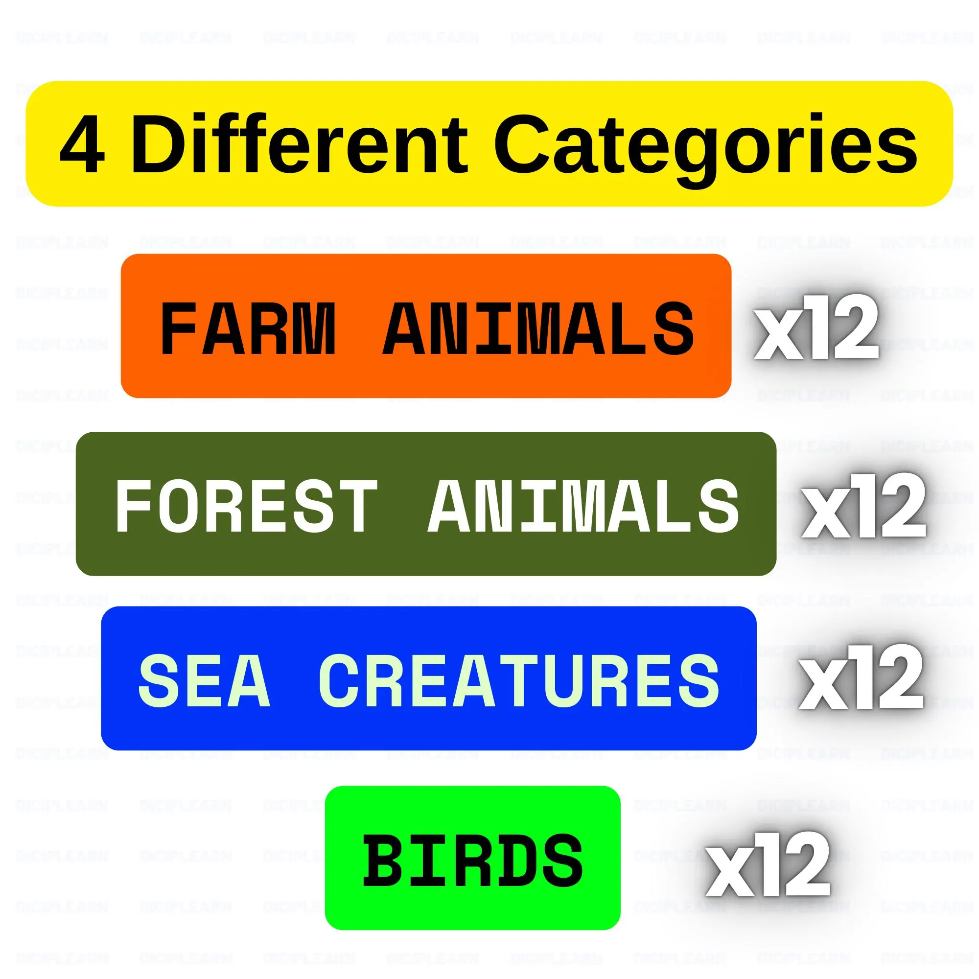 Double-Sided 48 Animal Flashcards - Learning Cards for Kids Printable - ESL Classroom English Vocabulary - Montessori - Image 2