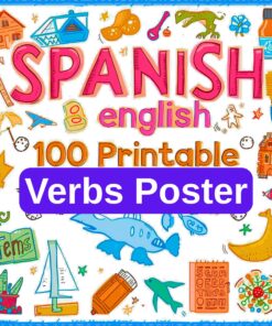 100 Spanish English Verbs Poster | Bilingual Language Learning (Printable)