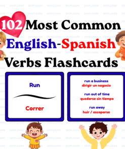 102 Common English Spanish Verbs Flashcards with Collocations | Montessori | ESL | EFL | Language Learning
